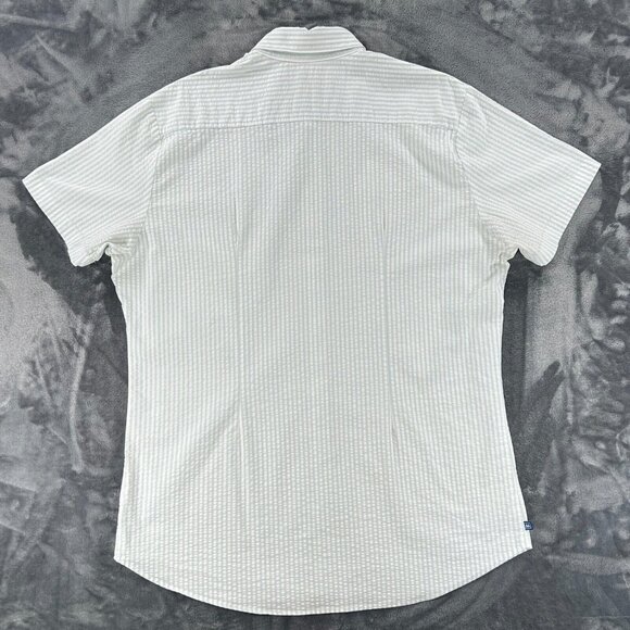 Mizzen Main Seersucker Striped Performance Trim Fit Button Up Shirt Men 2XL Prep - Picture 2 of 16